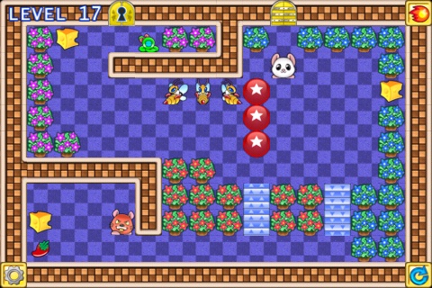 Mouse House puzzle with traps and blocks